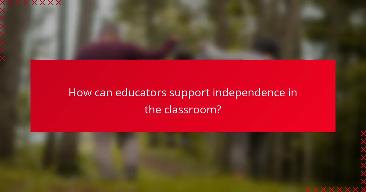 How can educators support independence in the classroom?