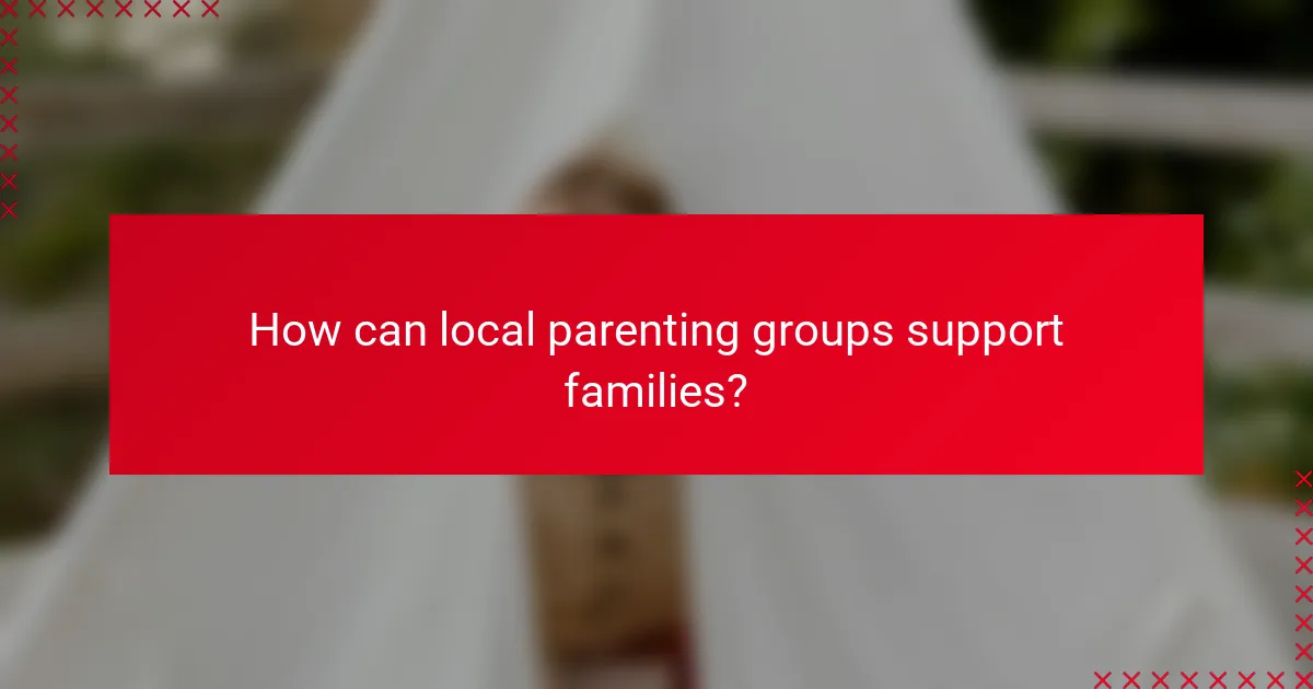 How can local parenting groups support families?