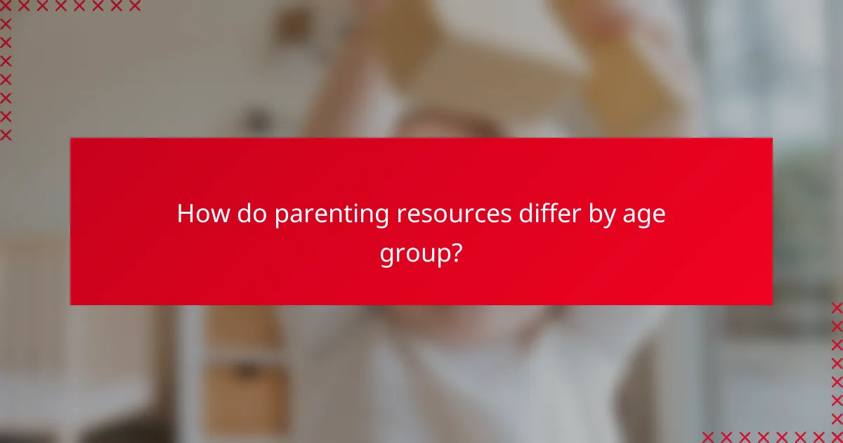How do parenting resources differ by age group?