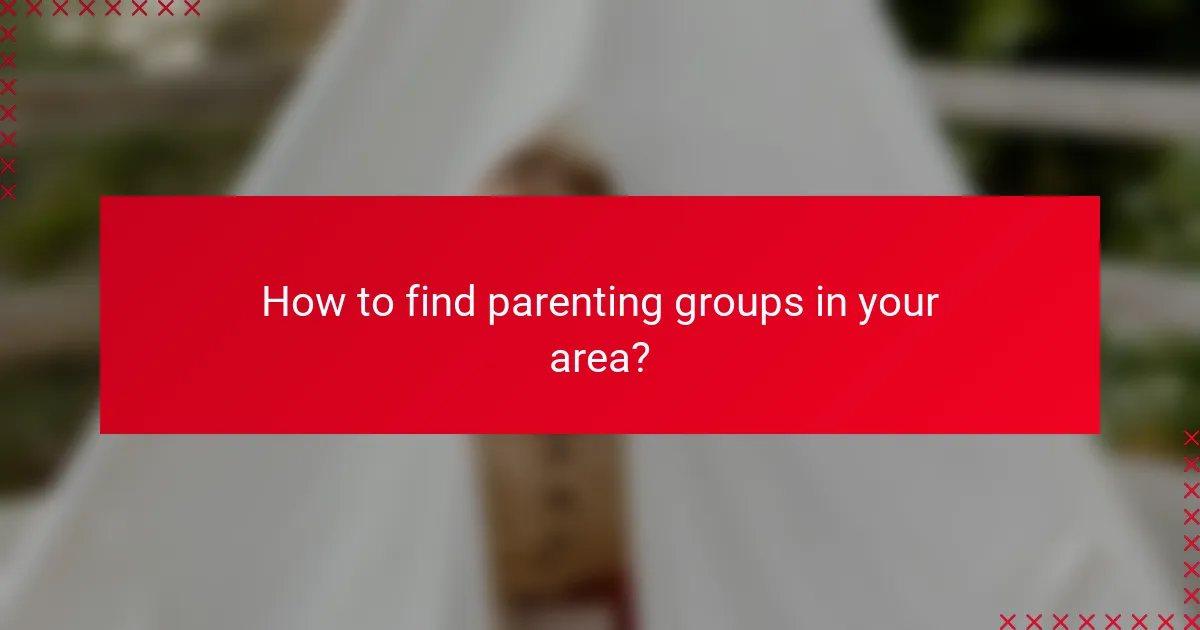 How to find parenting groups in your area?